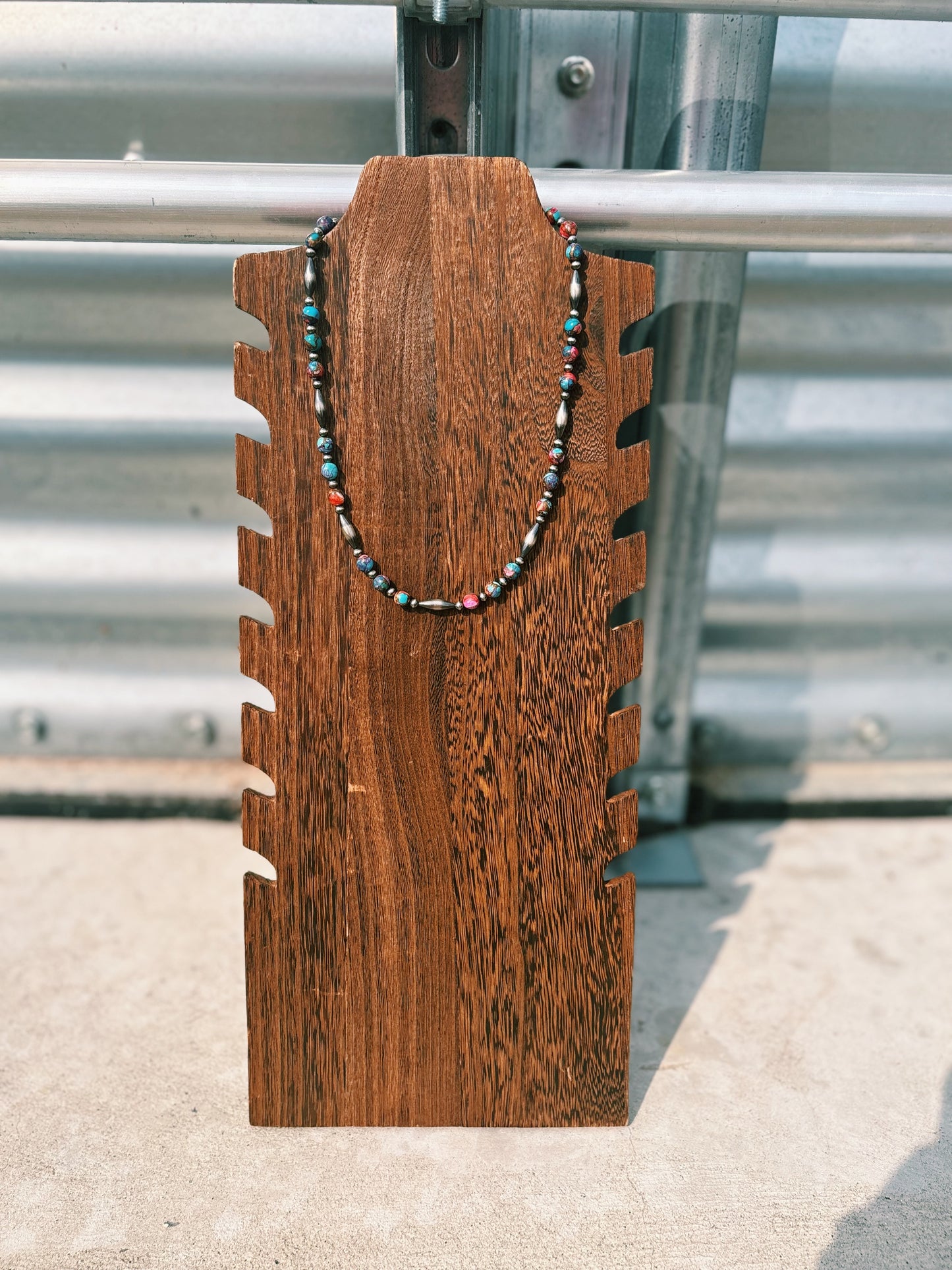 Pink Dahila Navajo Pearl/Torpedo Necklace