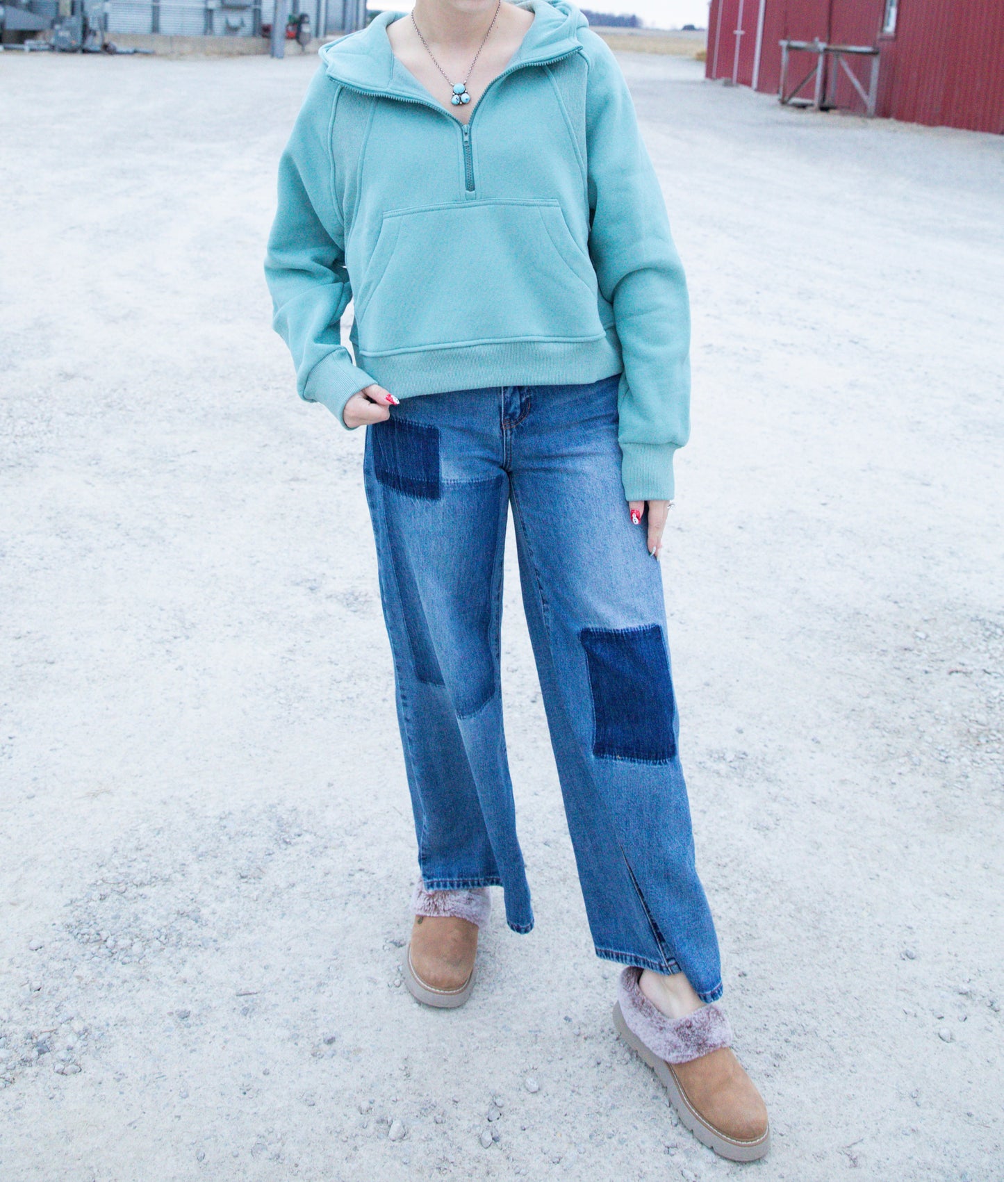 Pale Blue / Turquoise Quarter Zip Pullover
