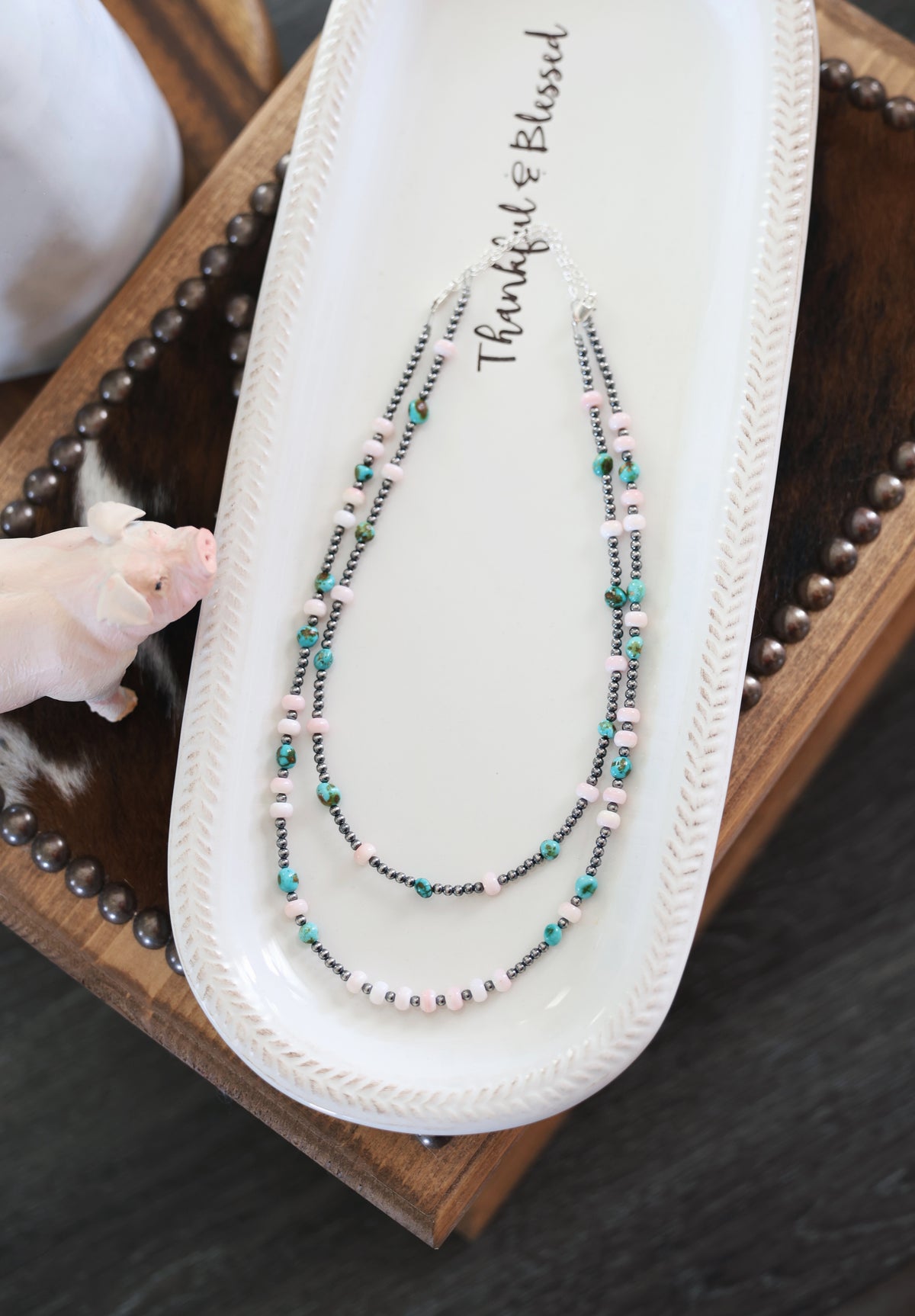 Sonoran Gold, Pink Conch, & Sterling Pearl Necklace