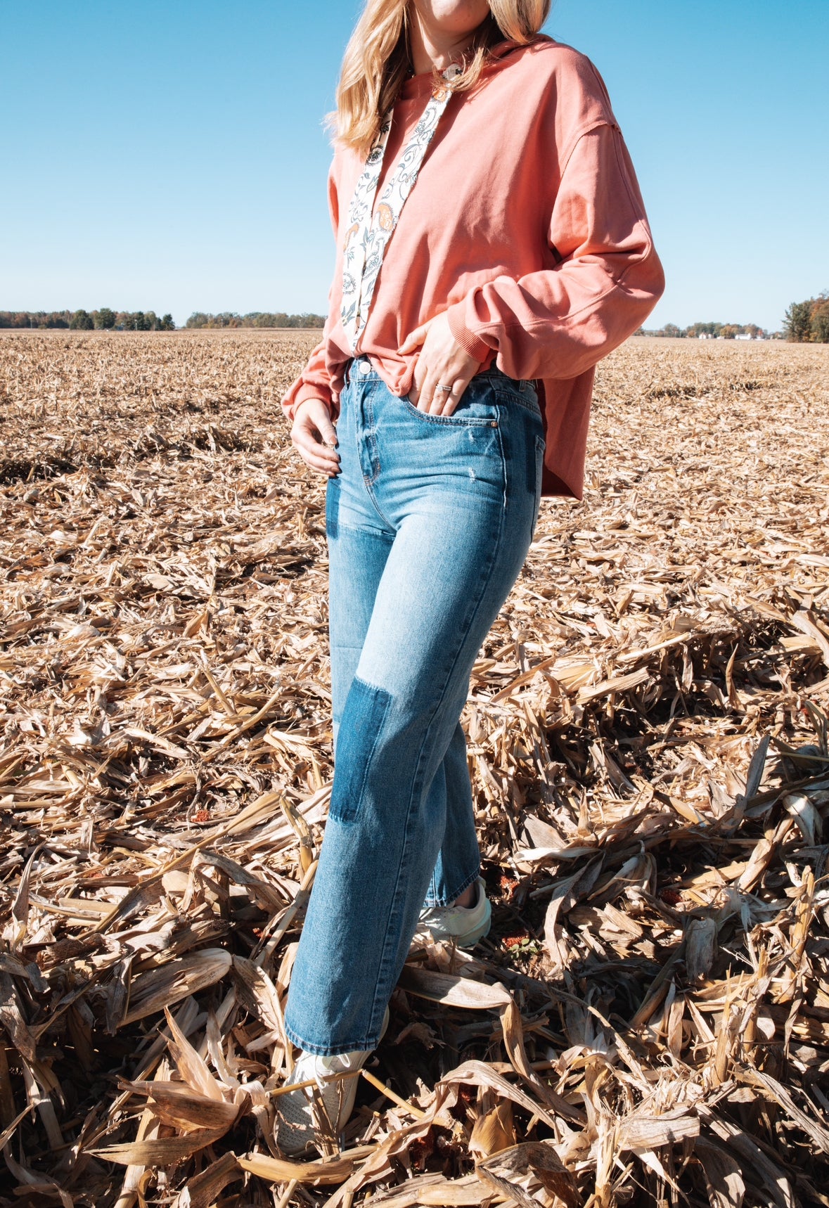 Patchwork Wide Legged Relaxed Jeans