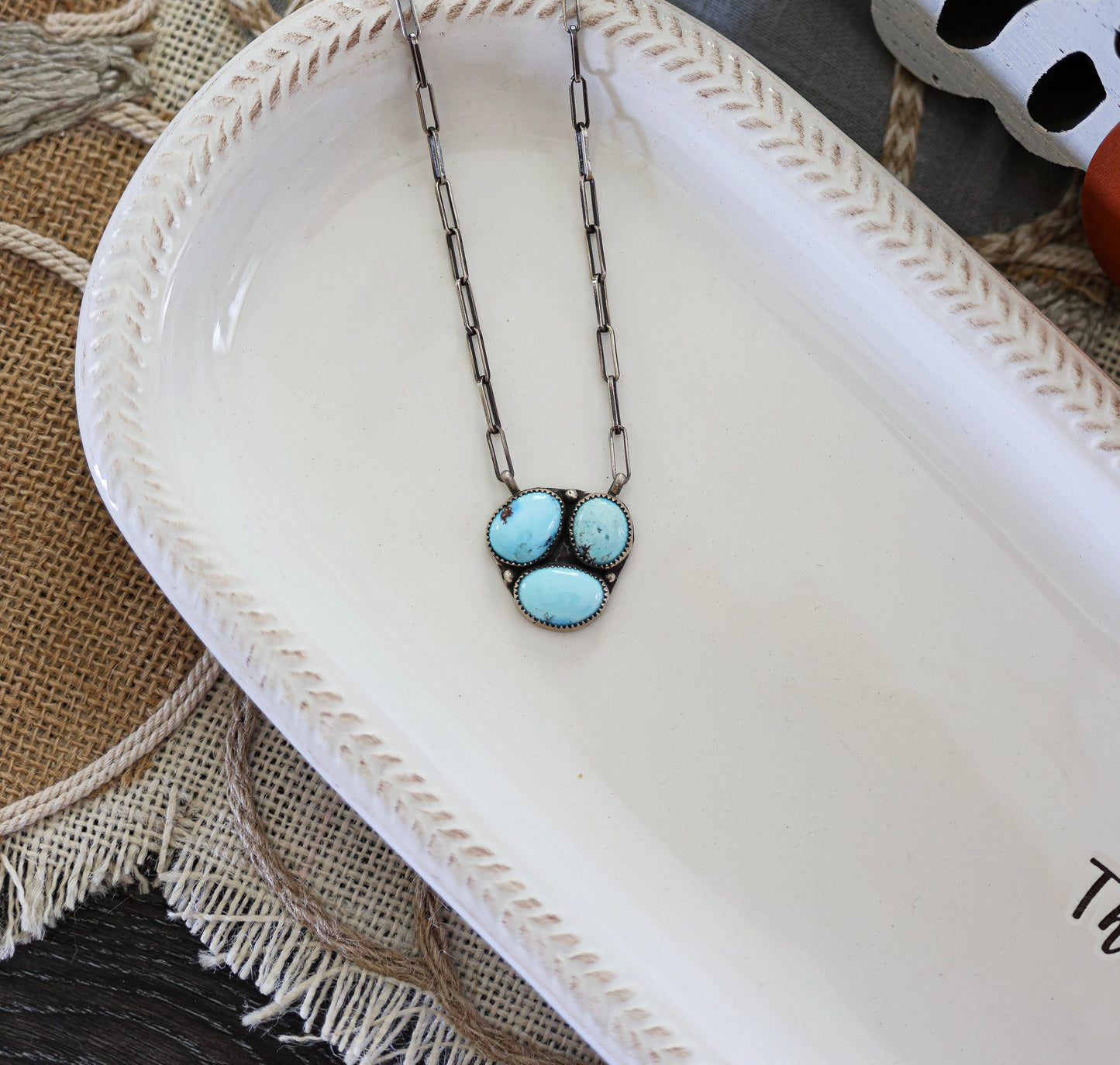 3 Stone Golden Hills Cluster Necklace