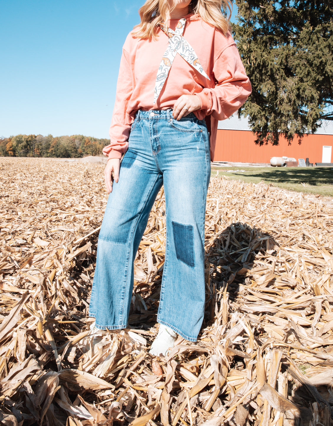 Patchwork Wide Legged Relaxed Jeans