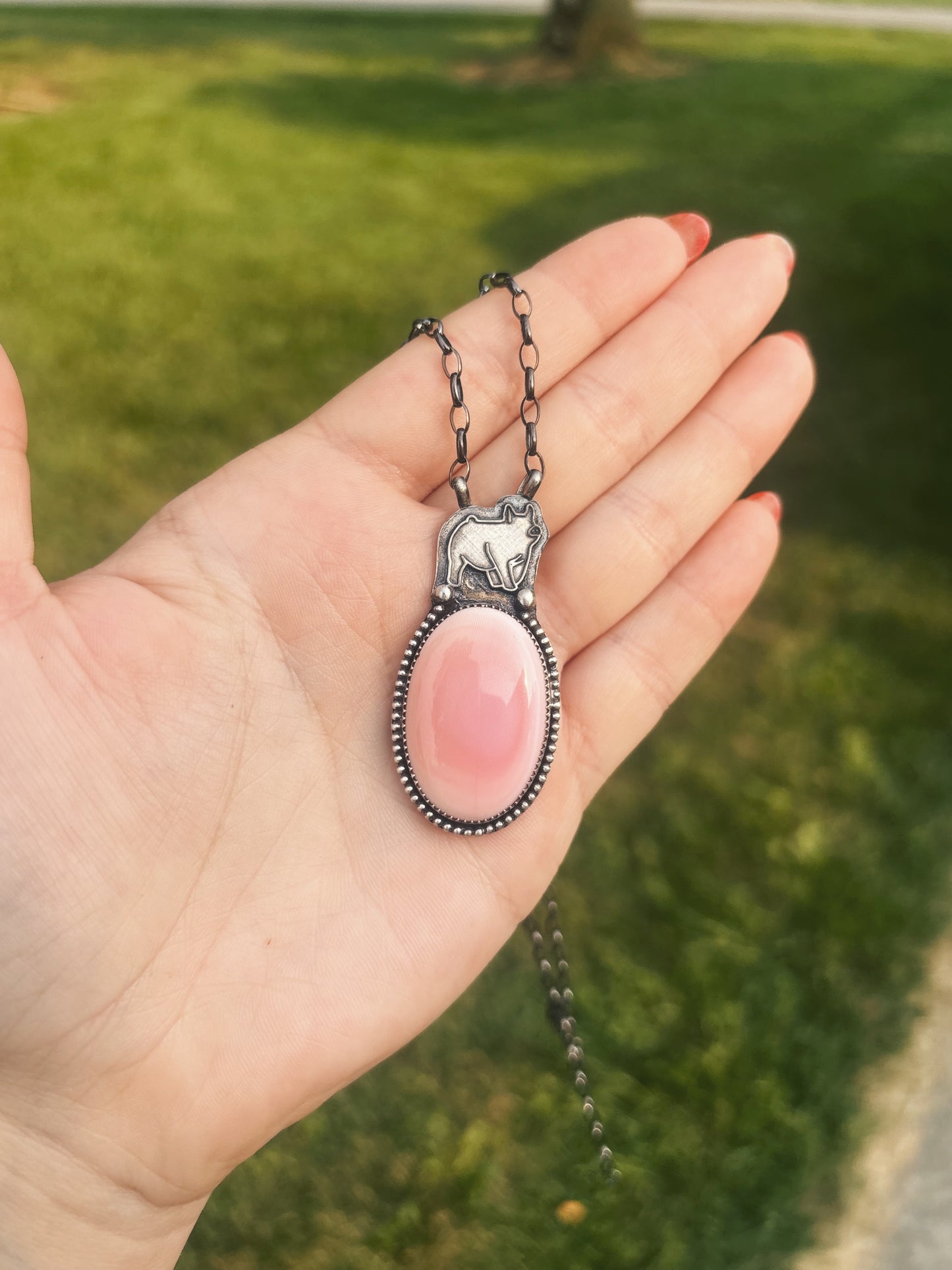 Pink Conch Pig Necklace