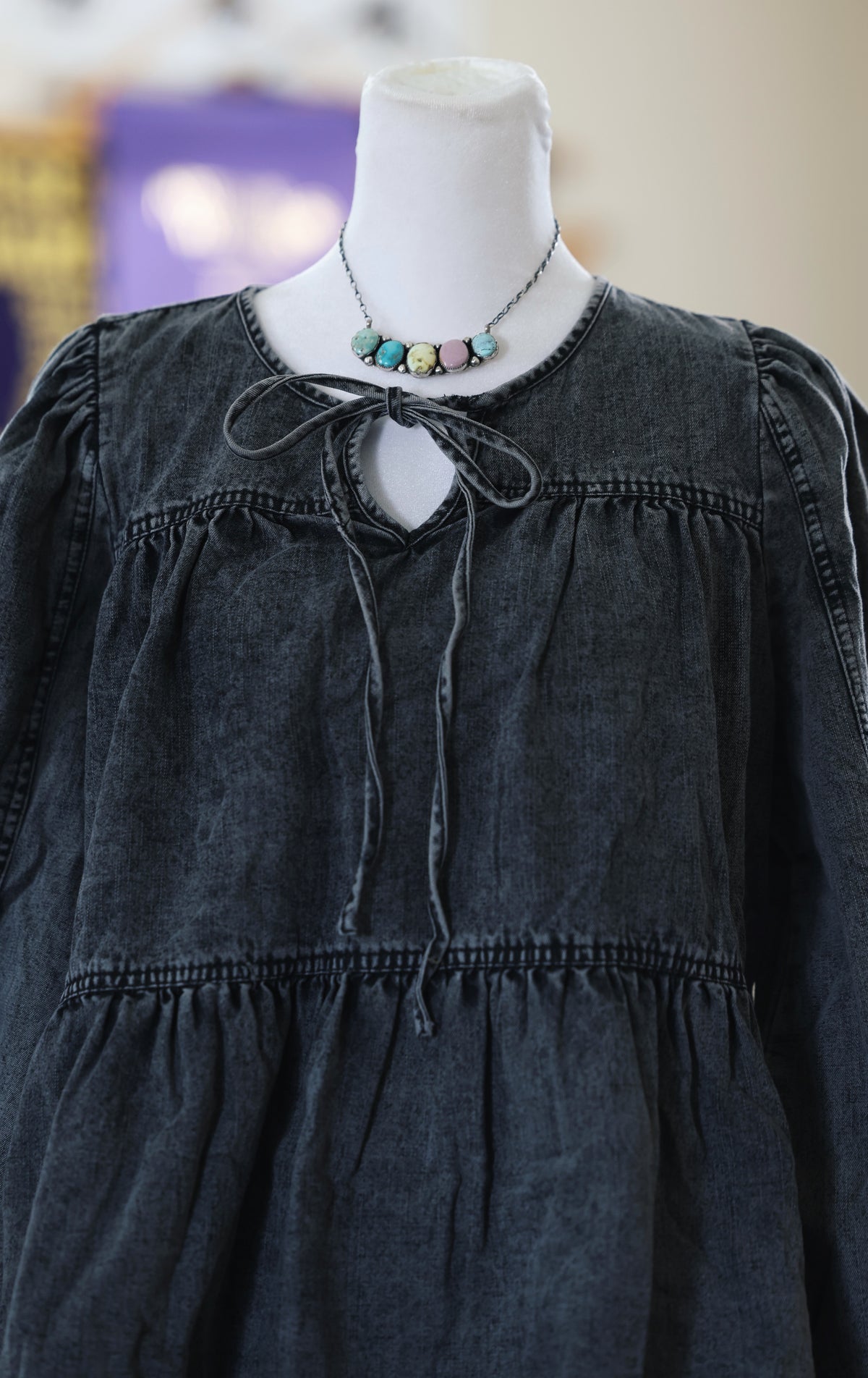 Black Wash Denim Blouse