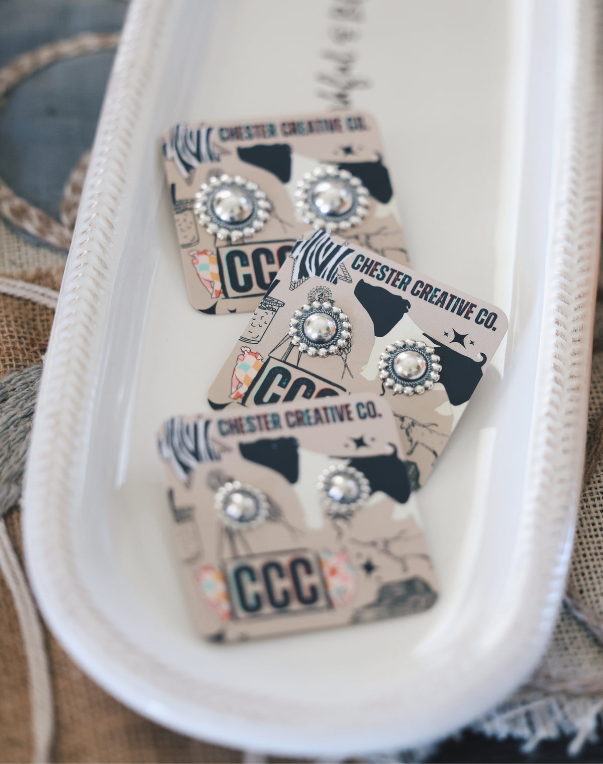 Sterling Silver Concho Earrings