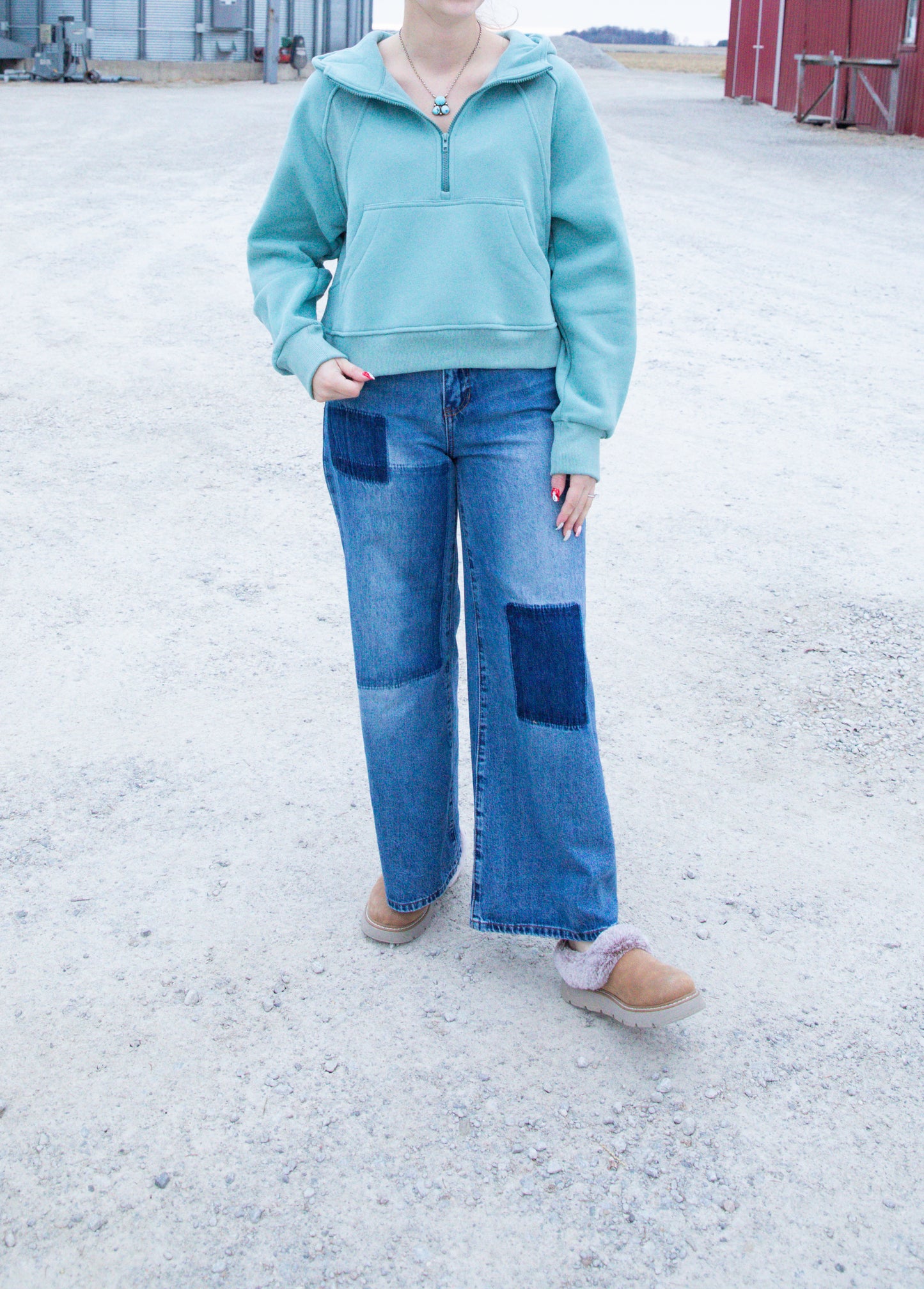 Pale Blue / Turquoise Quarter Zip Pullover