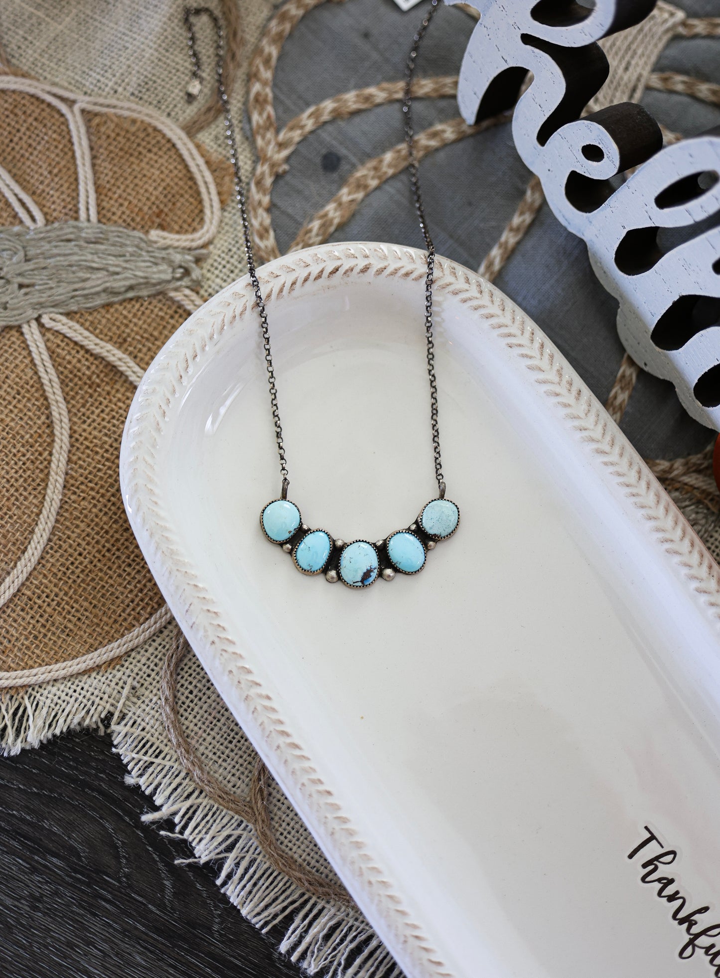 5 Stone Golden Hills Bar Necklace