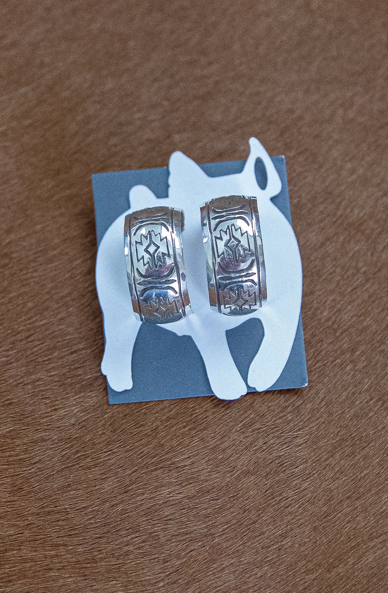 Native Made Stamped Hoop Studs
