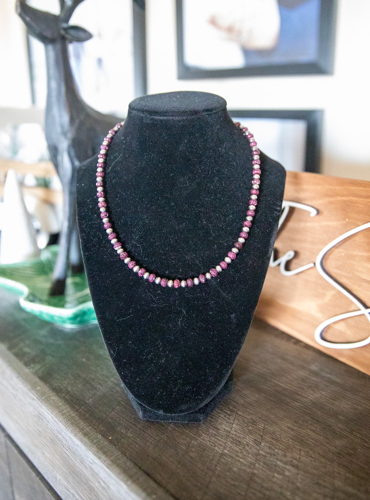 16-17.5 Inch 5MM Sterling Pearl & Purple Spiny Necklace