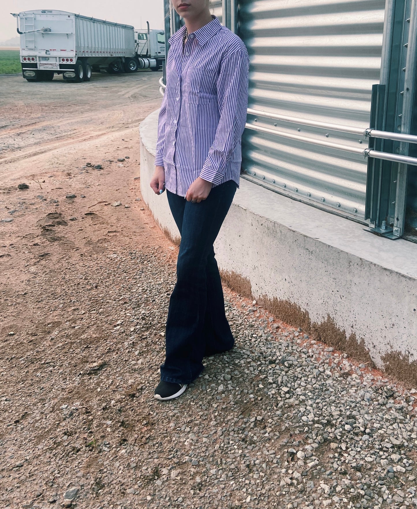 Dark Purple Striped Traditional Show Shirt