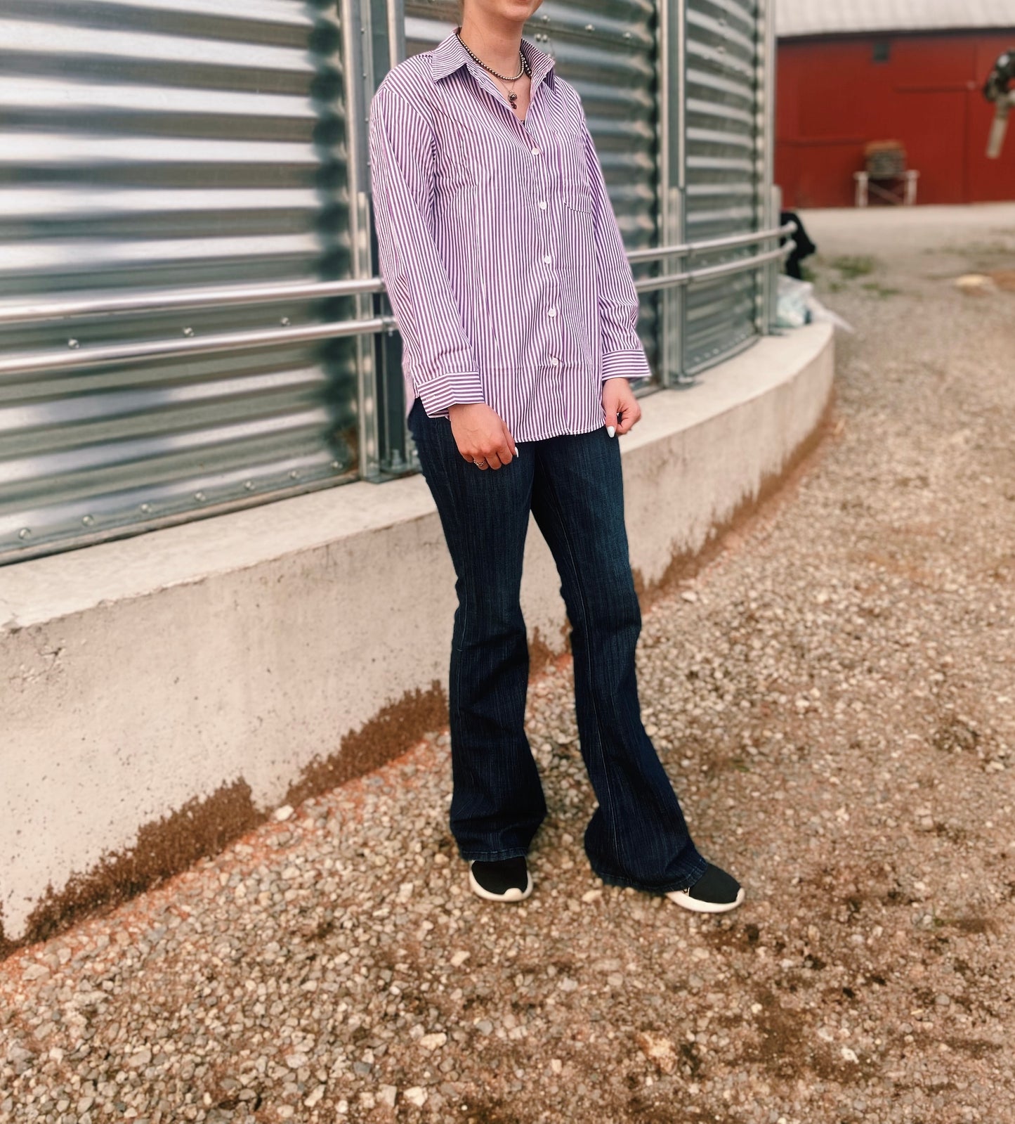 Dark Purple Striped Traditional Show Shirt