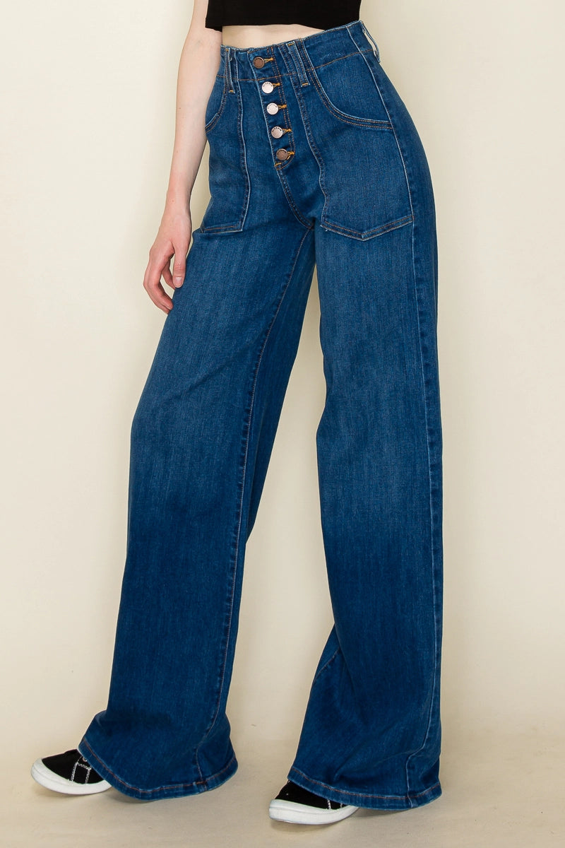 O2 Denim Medium Wash Wide Leg Jeans