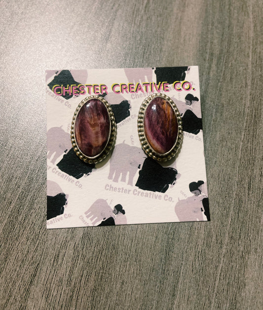 Purple Spiny Stud Earrings