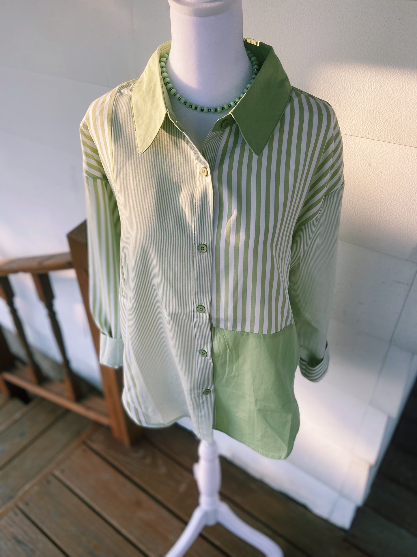 Traditional Green Striped Show Shirt