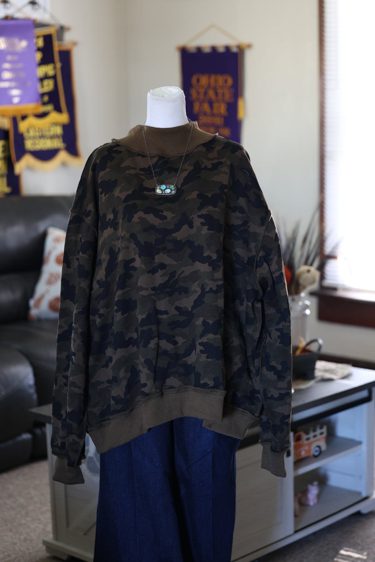 Camo Mockneck Crewneck