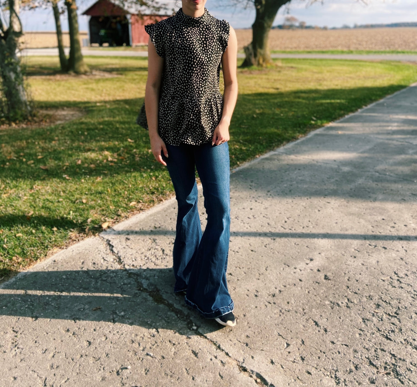 Black Cheetah Sleeveless Top