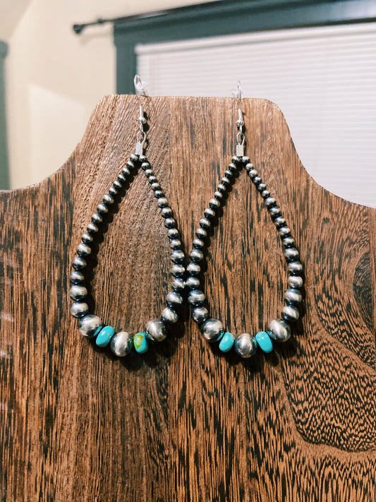 Kingman Turquoise & Navajo Pearl Earrings