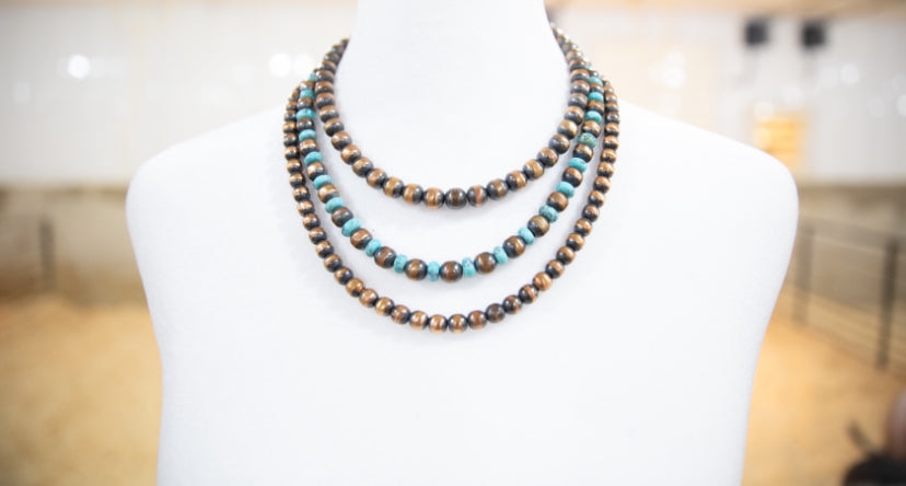 Copper Pearl & Kingsman Turquoise Necklaces