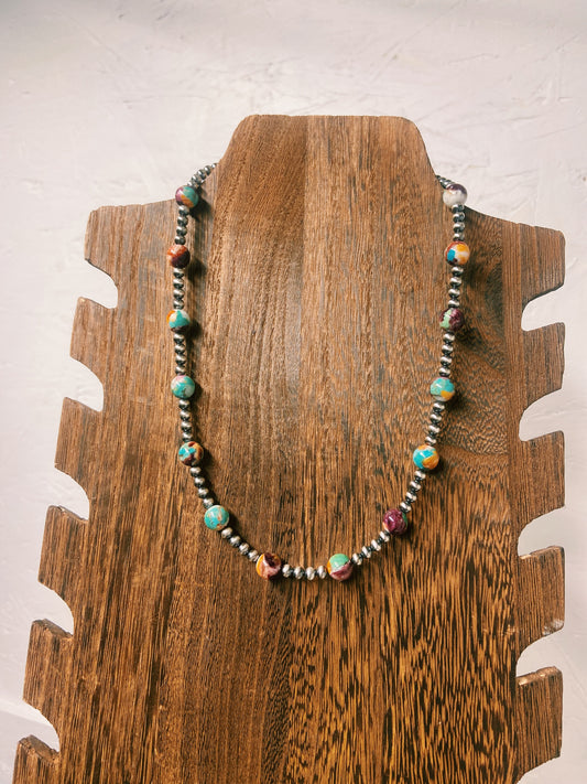 Multi Spiny & Navajo Pearl Necklace