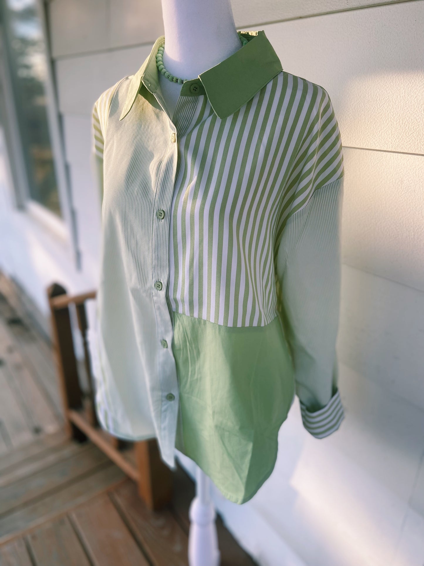 Traditional Green Striped Show Shirt