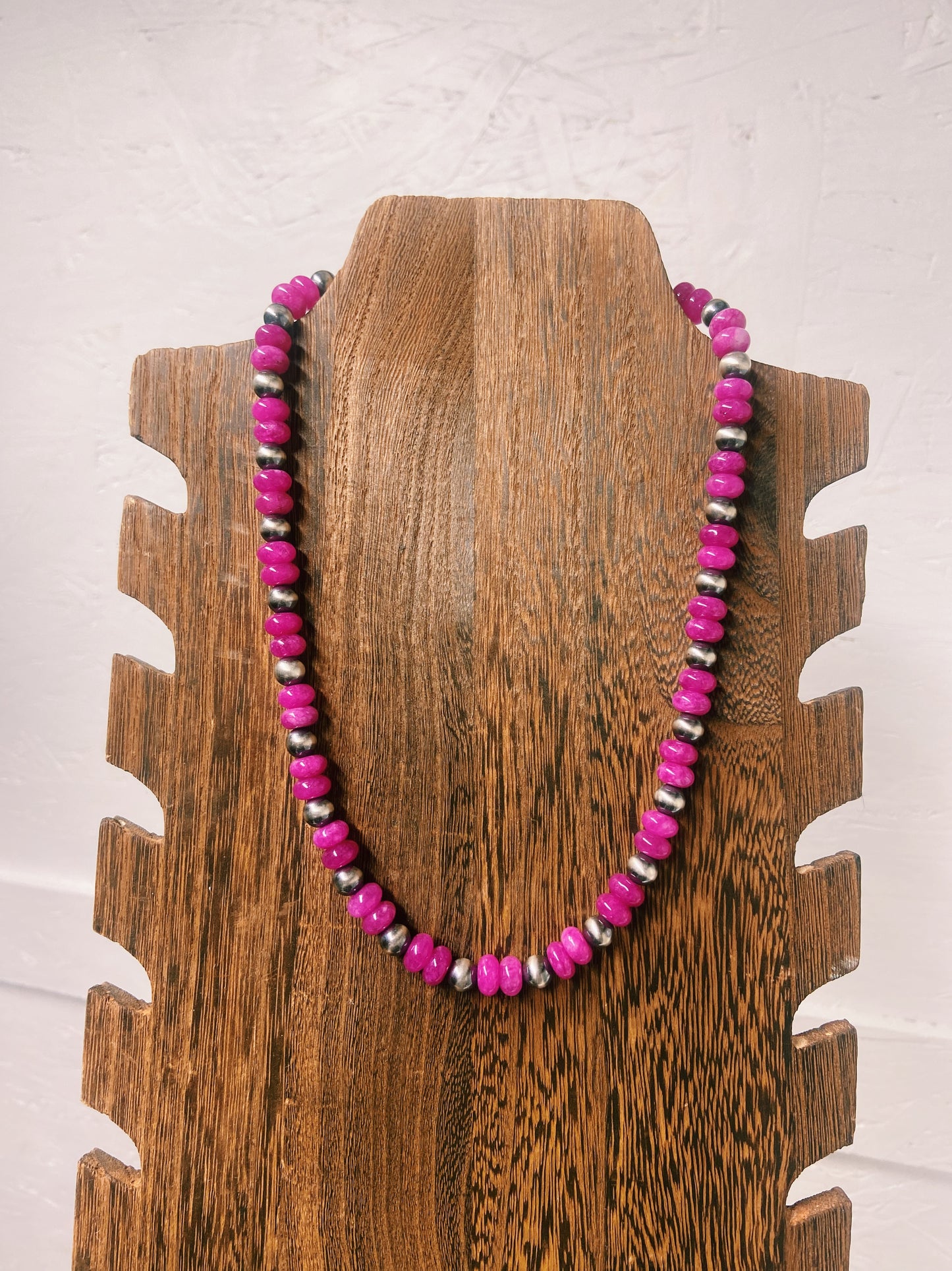 Hot Pink Quartz & Navajo Pearl Necklace