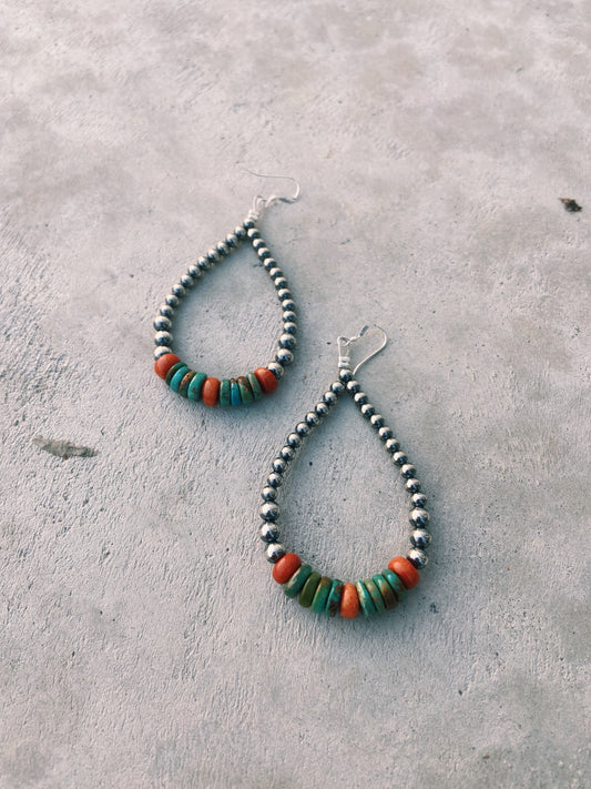 Spiny, Turquoise, & Real Navajo Pearl Earrings