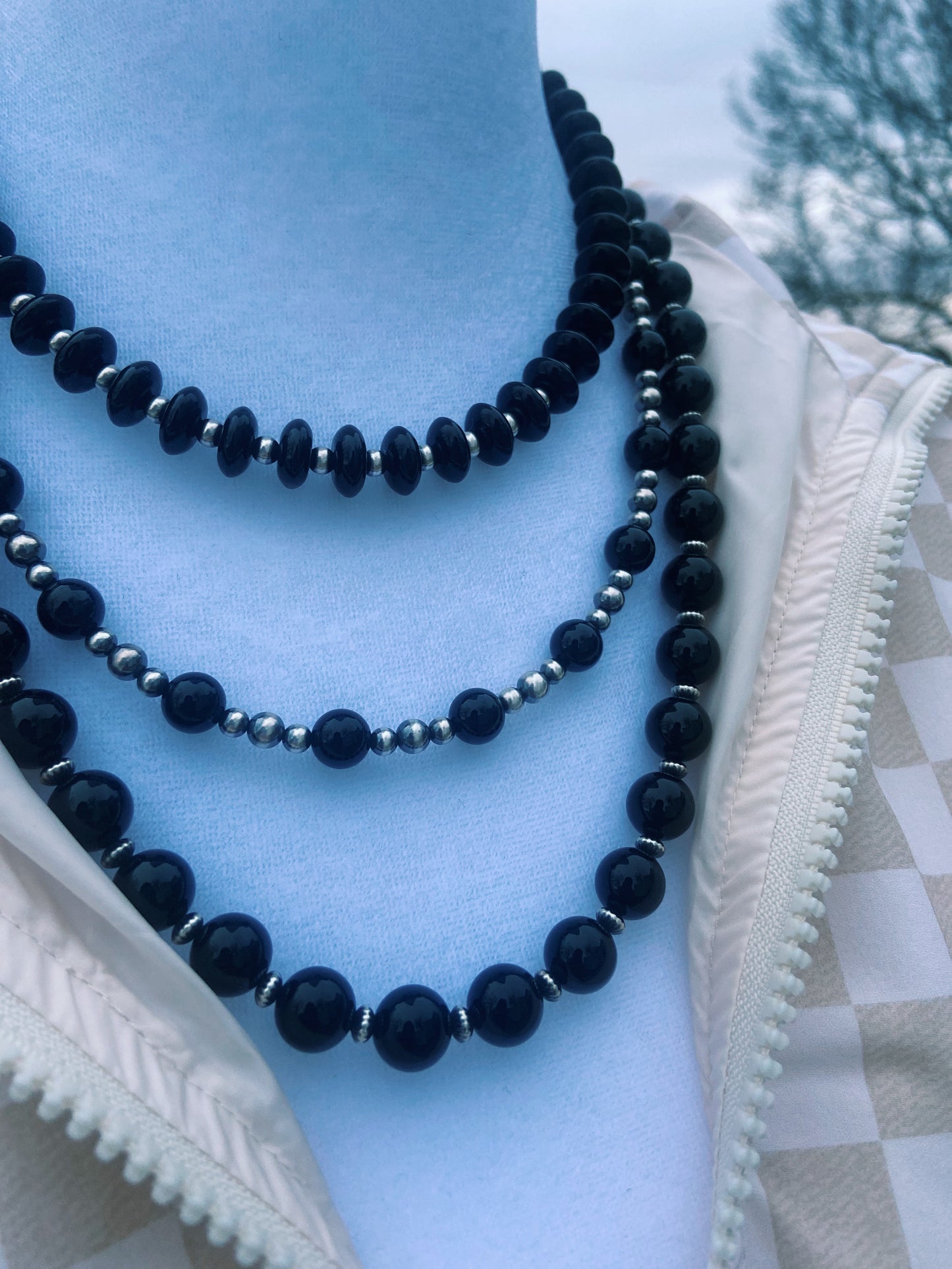 Black Onyx & Navajo Saucer Necklace