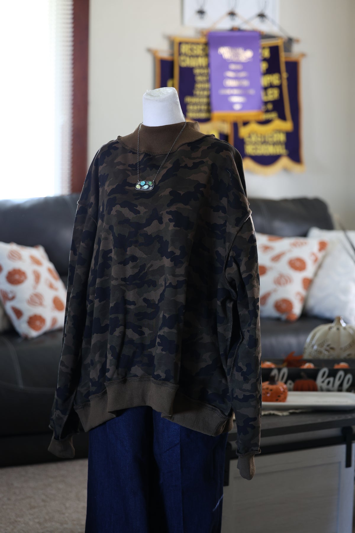 Camo Mockneck Crewneck