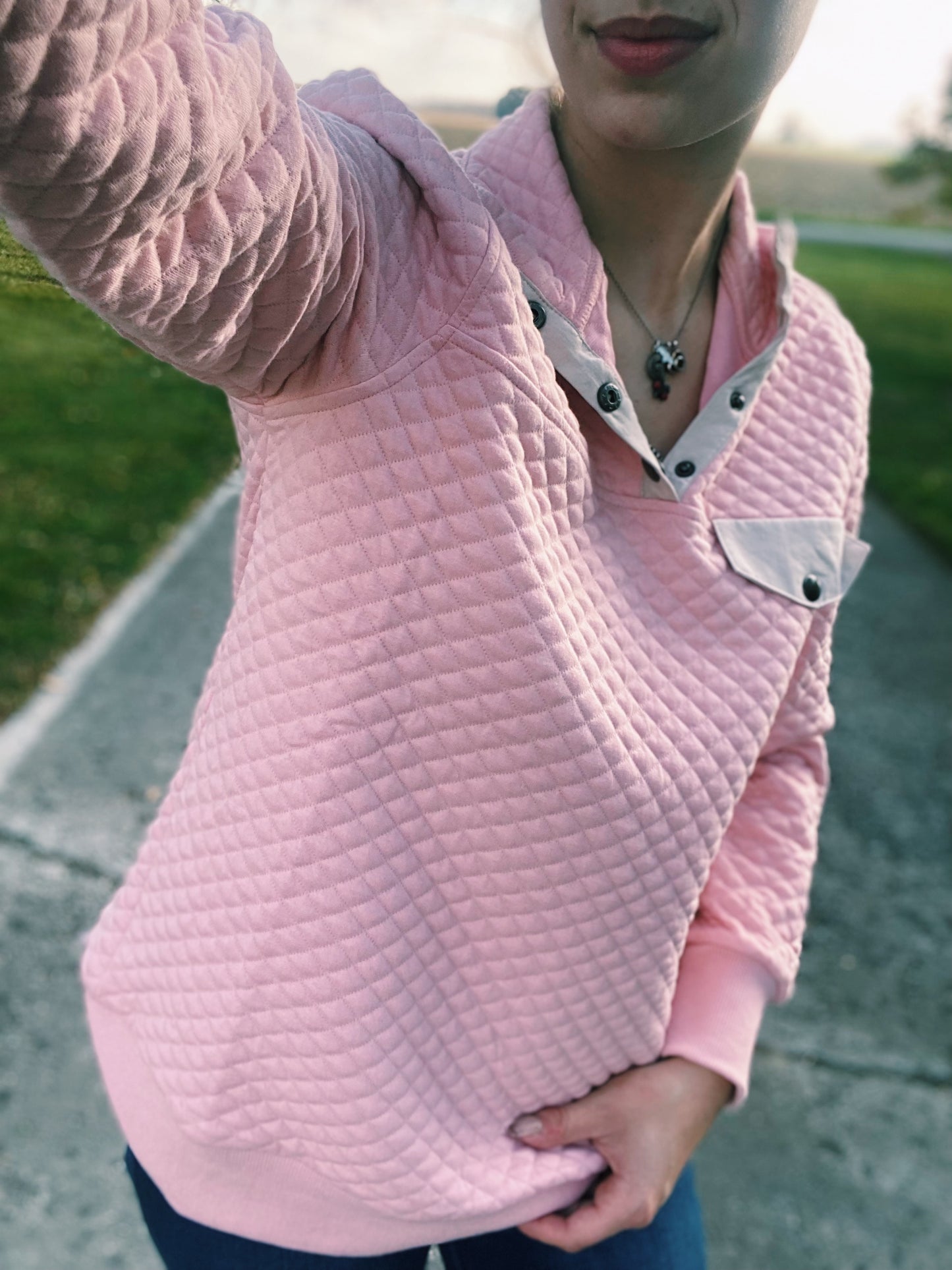 Pink Quilted Pullover