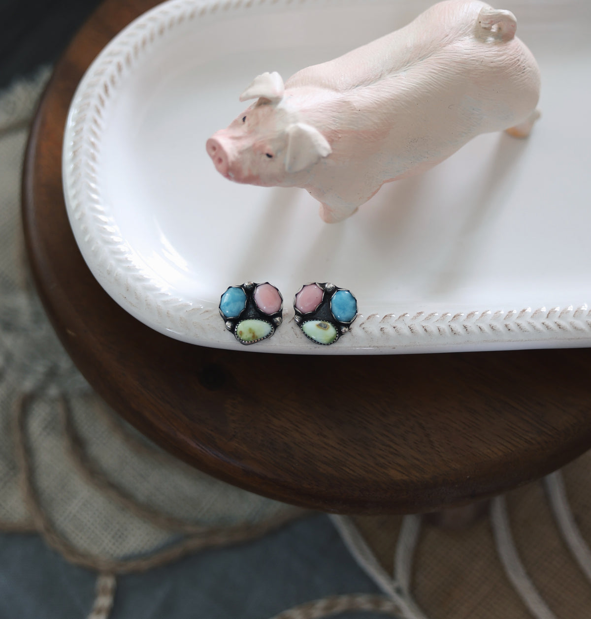 Multi Stone Cluster Stud Earrings