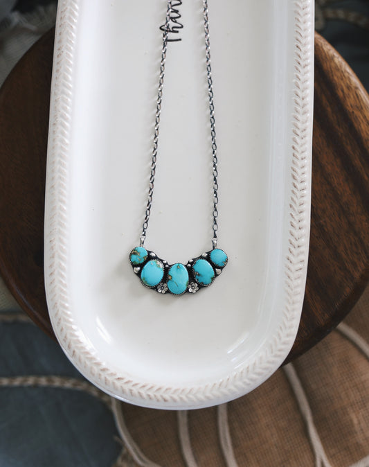 5 Stone Sonoran Gold Floral Bar Necklace