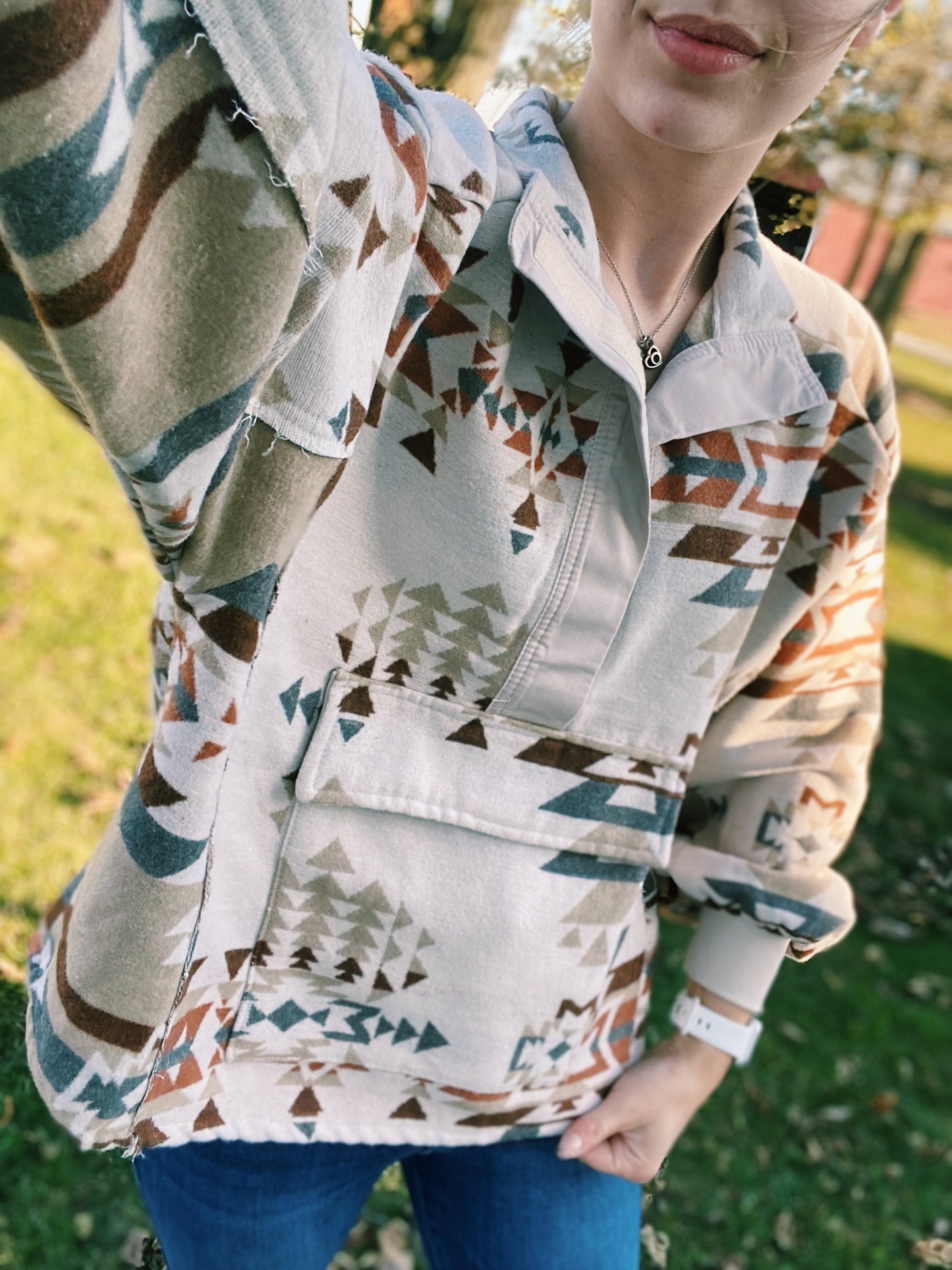 Brown Aztec Pullover - Grey / Tan / Brown