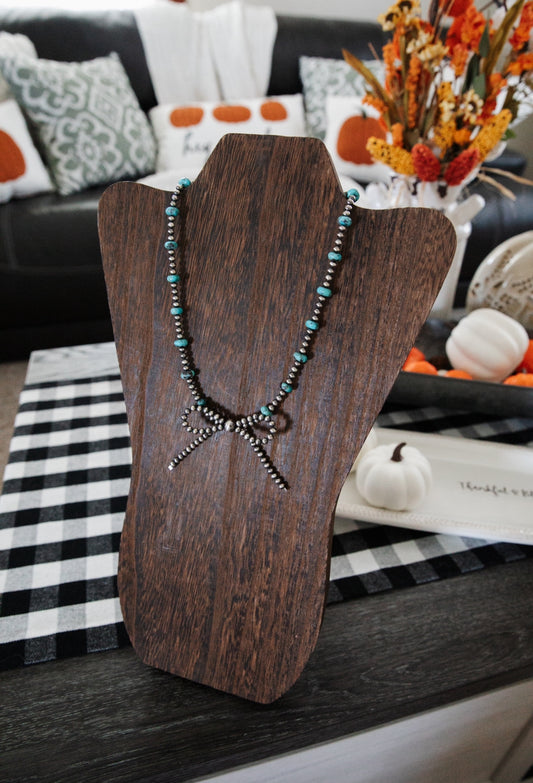 Turquoise & Navajo Pearl Bow Necklace