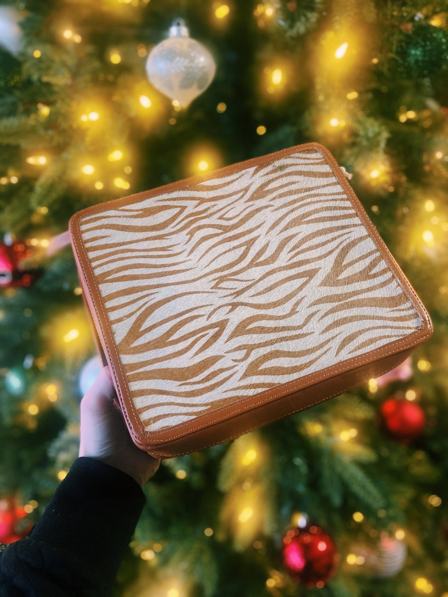 Cowhide Zebra Print Jewelry Case