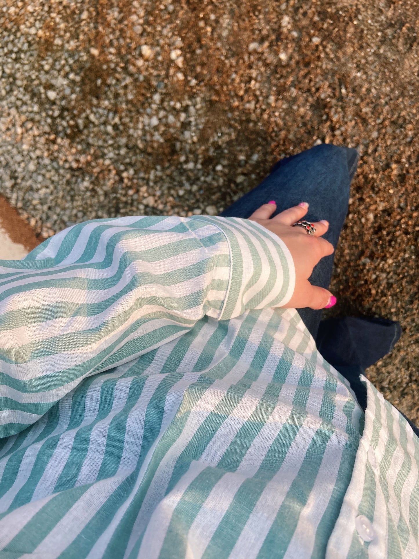 Light Teal Striped Show Shirt