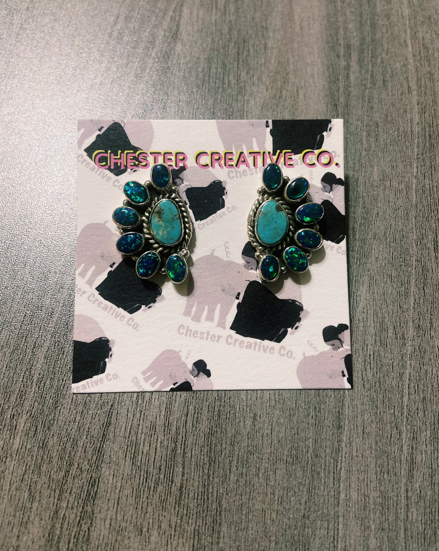 Southwest Handmade Multi Stone Stud Earrings