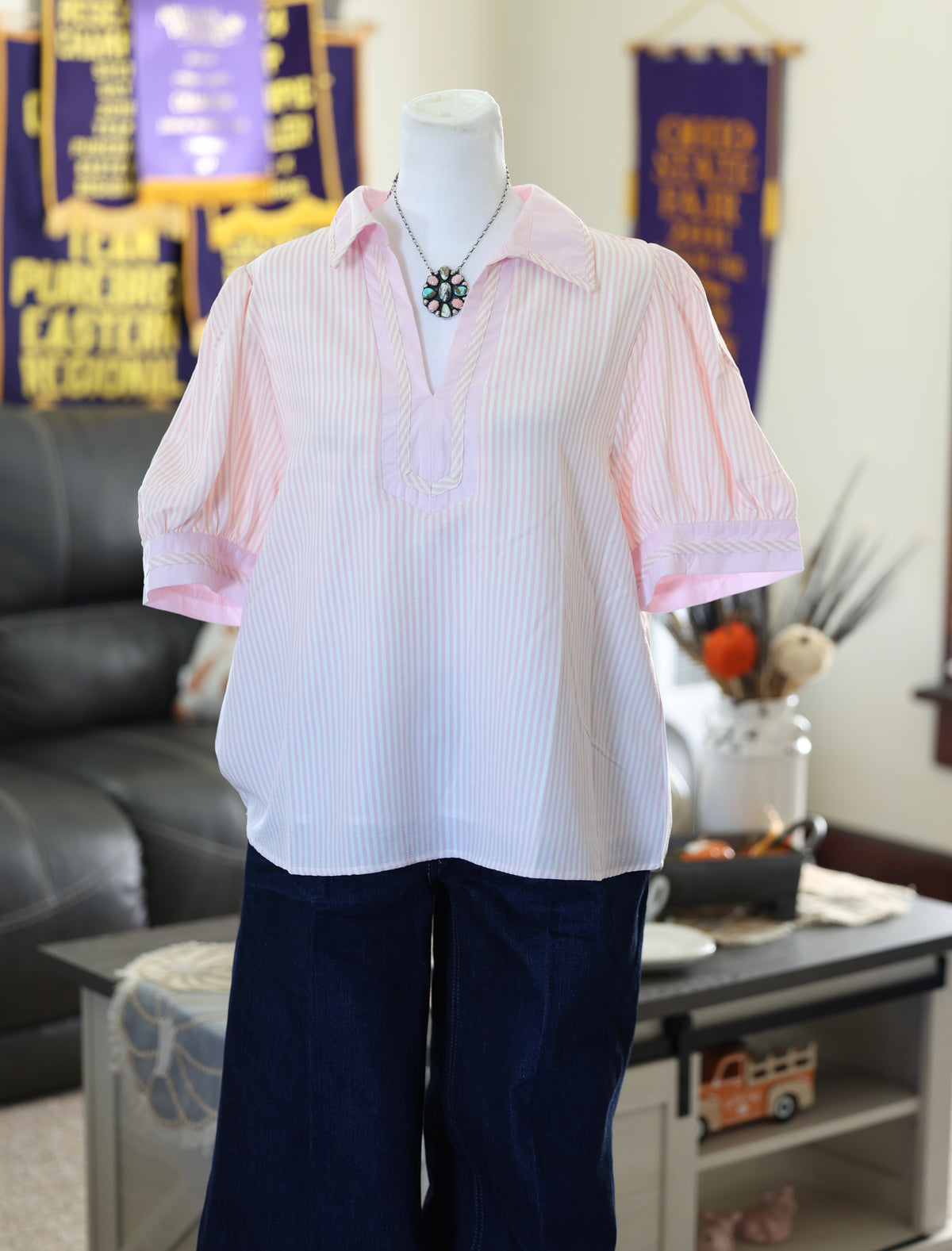 Light Pink Stripe Top