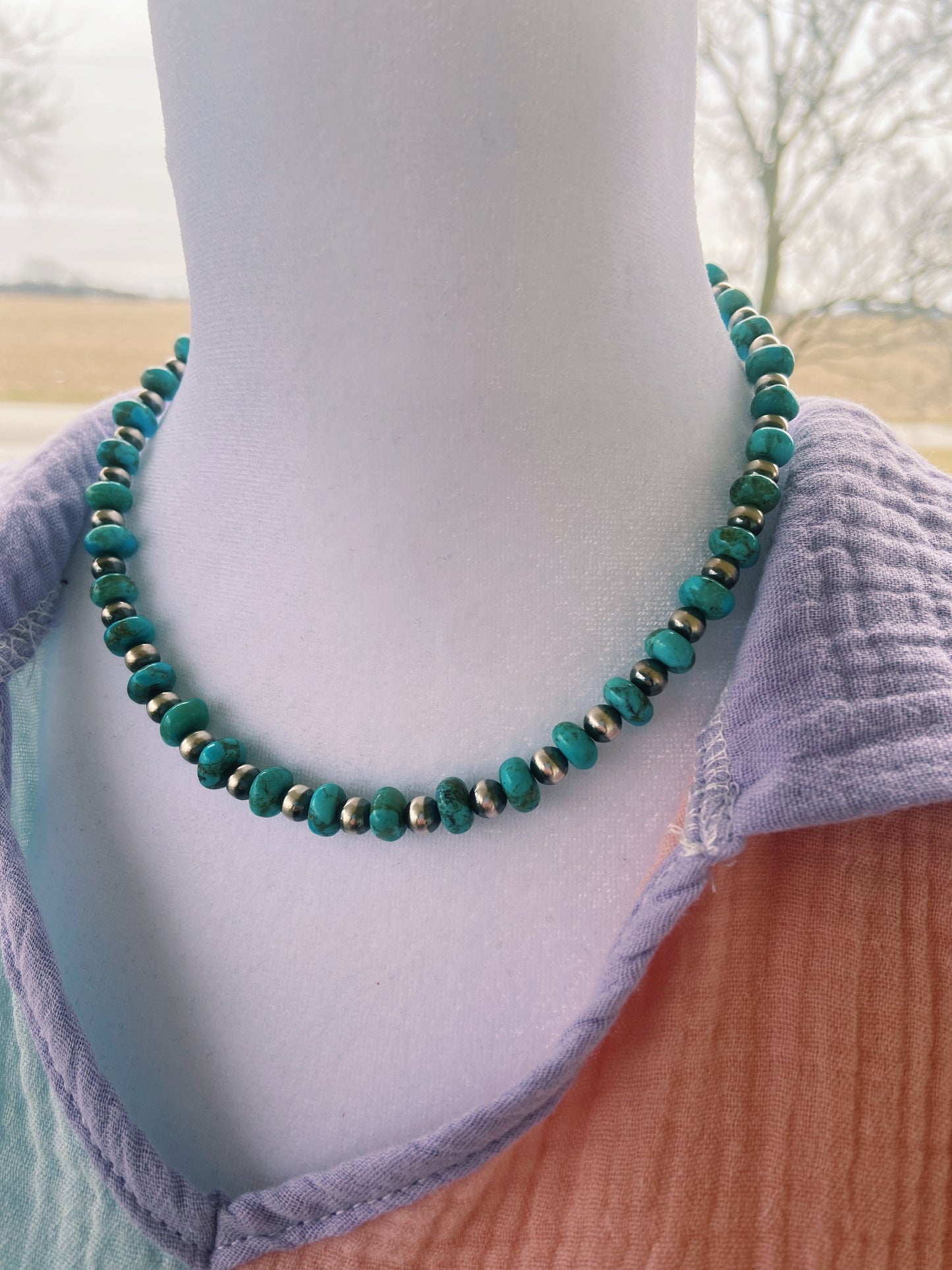 Kingsman Turquoise & Navajo Pearl Choker