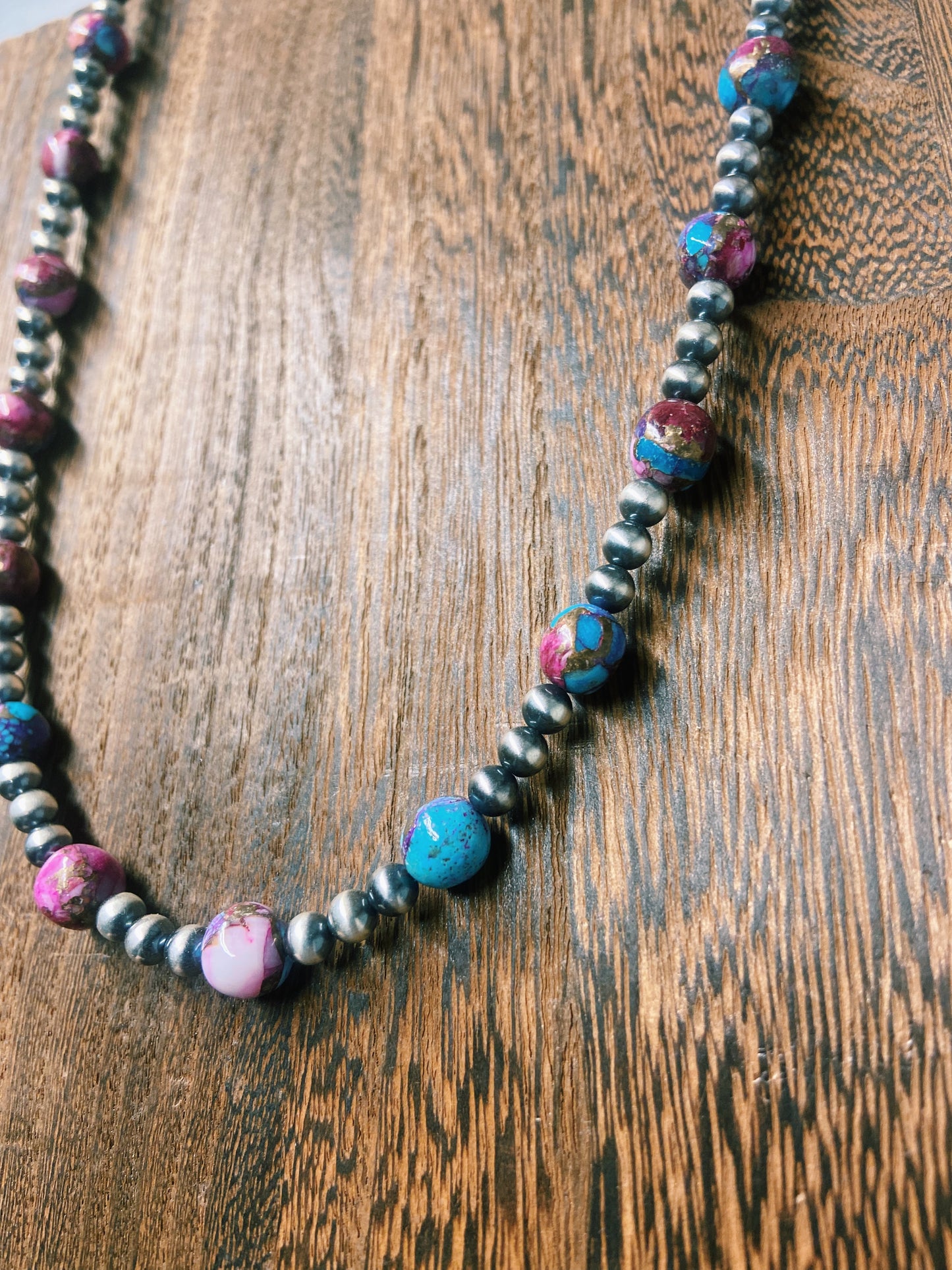 Purple Dahlia & Navajo Pearl Necklace