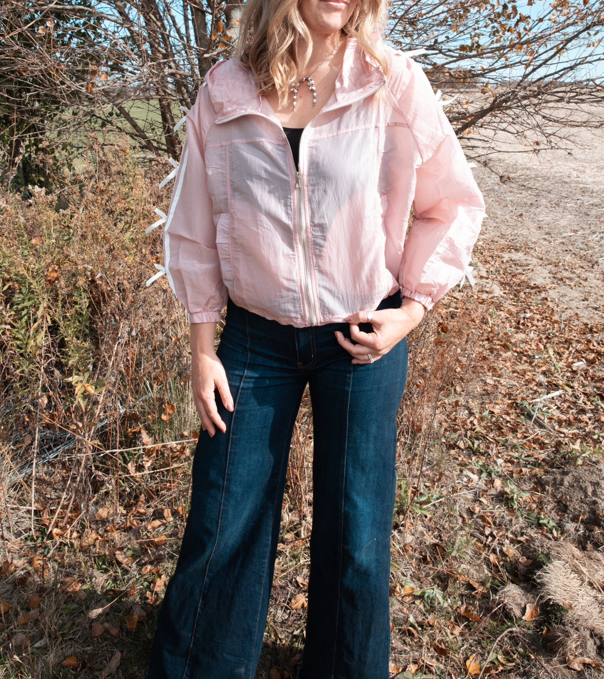 Dusty Pink Bow Windbreaker