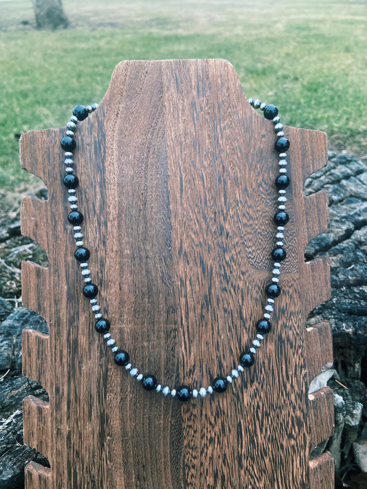 Black Onyx & Navajo Pearl Necklace