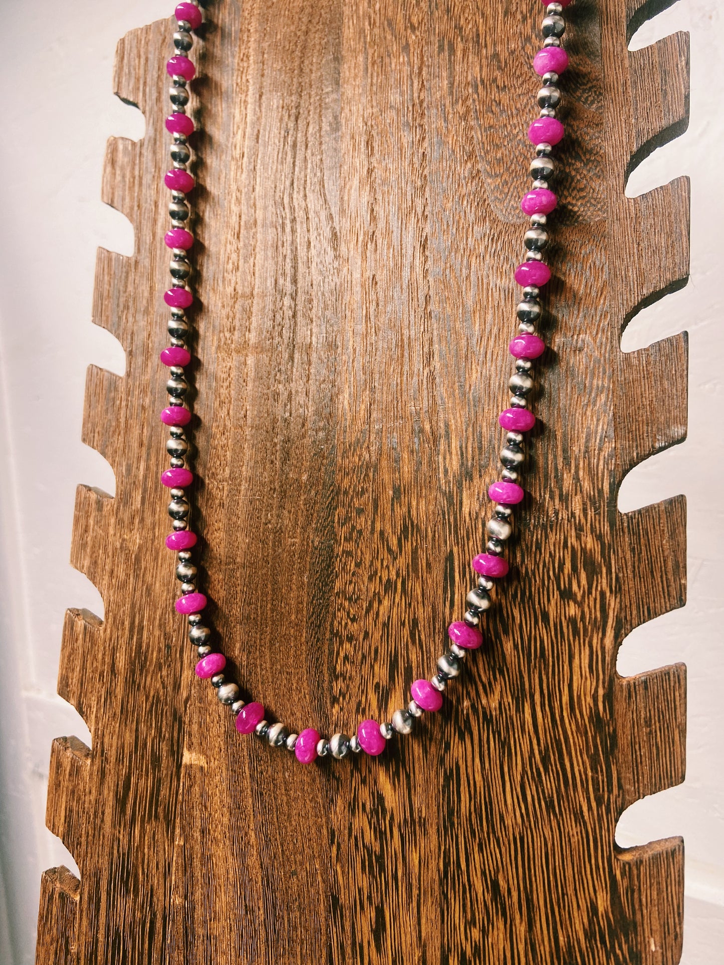 Hot Pink Quartz & Navajo Pearl Necklace