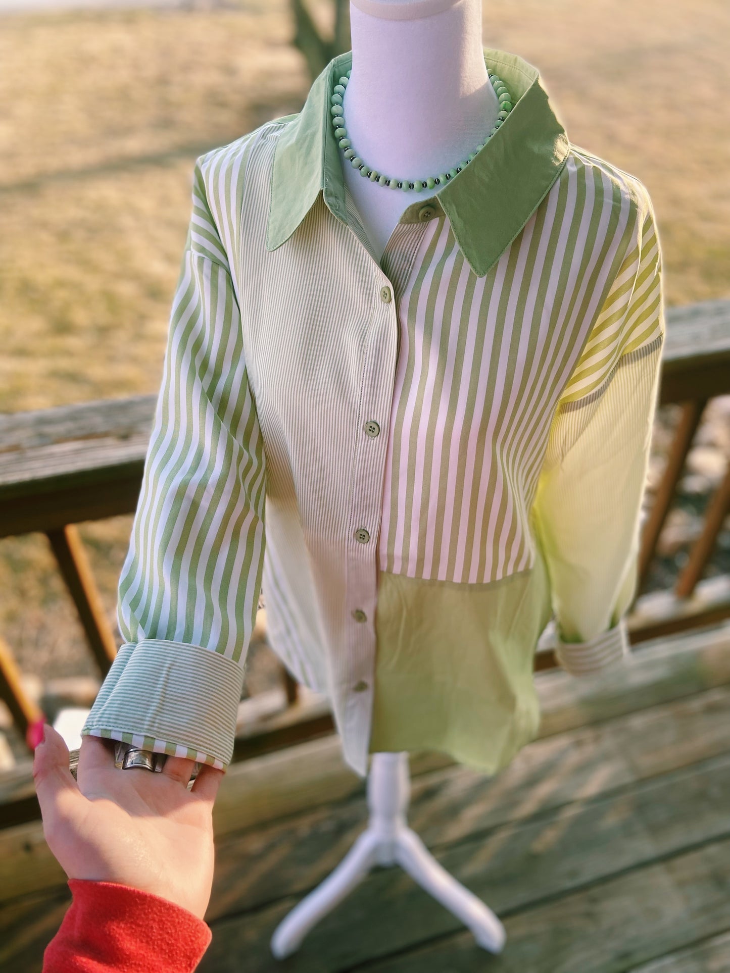 Traditional Green Striped Show Shirt