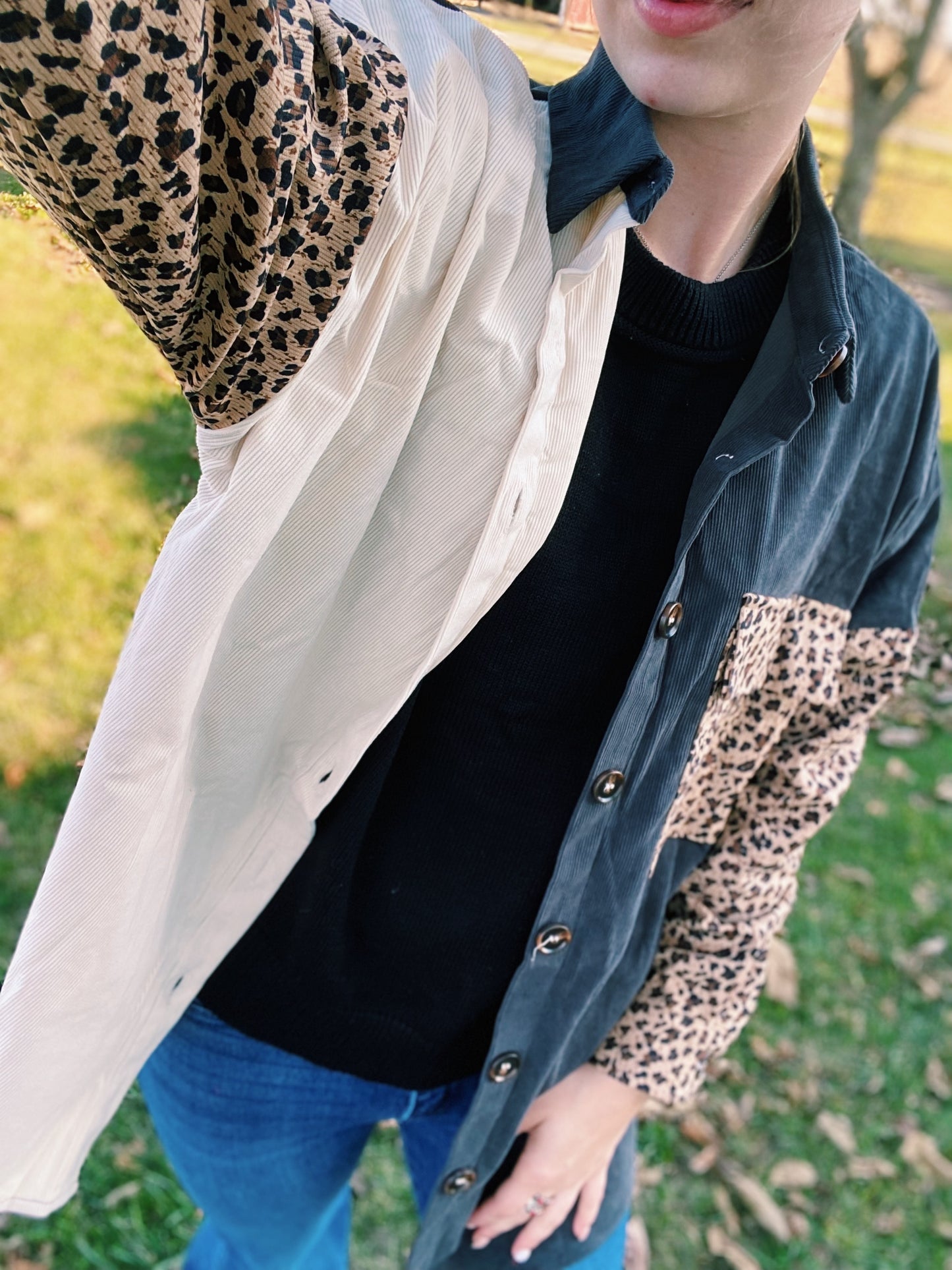 Cheetah Print Color Block Jacket