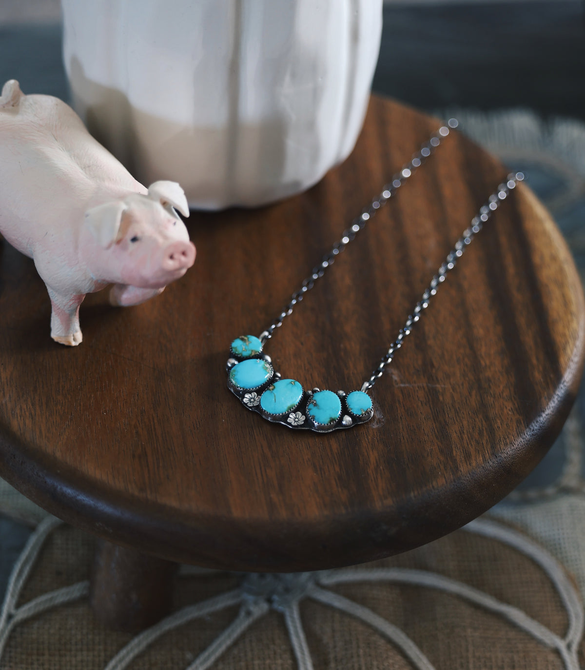 5 Stone Sonoran Gold Floral Bar Necklace