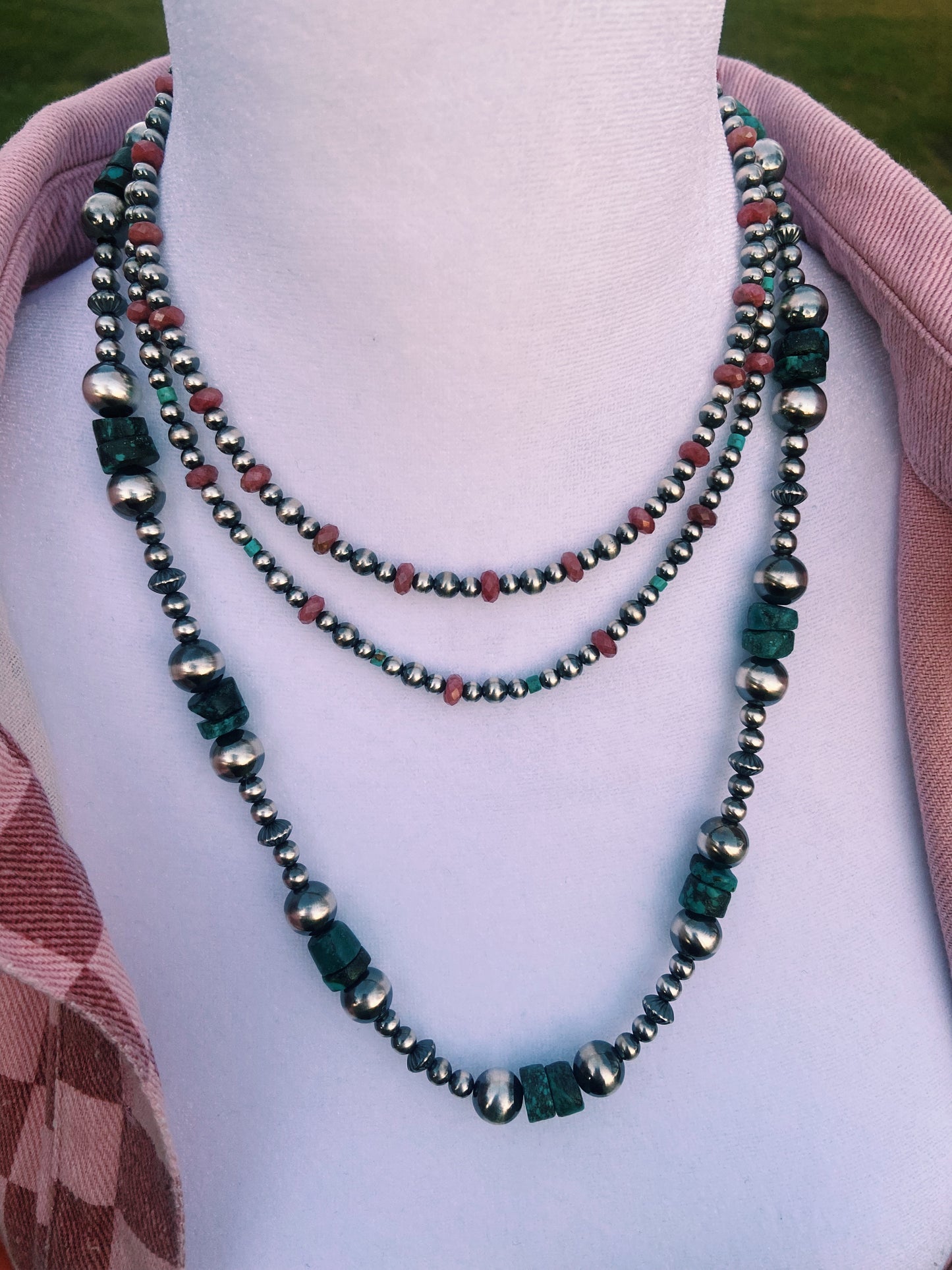 Pink, Turquoise, & Navajo Pearl Choker Necklace