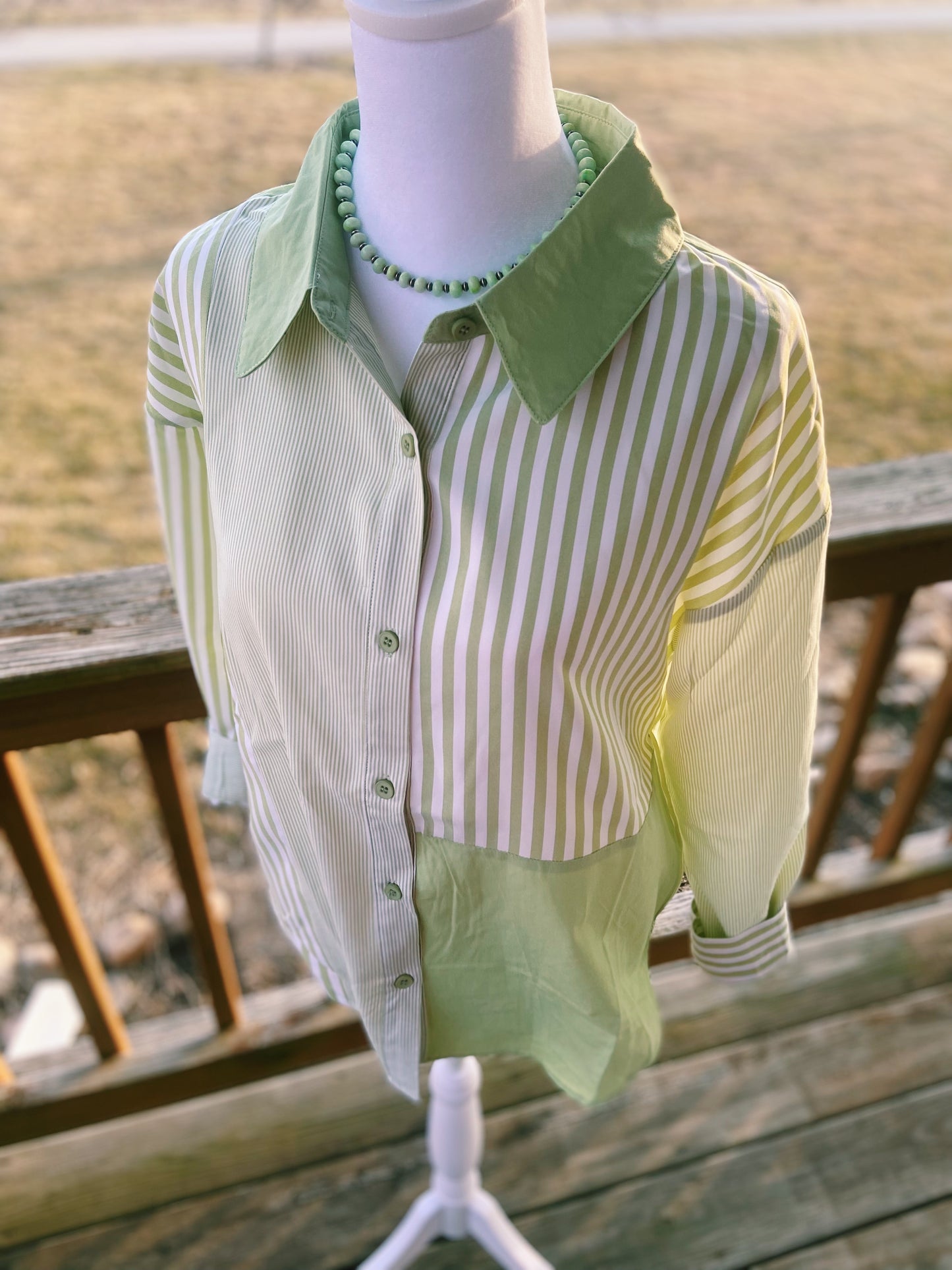 Traditional Green Striped Show Shirt