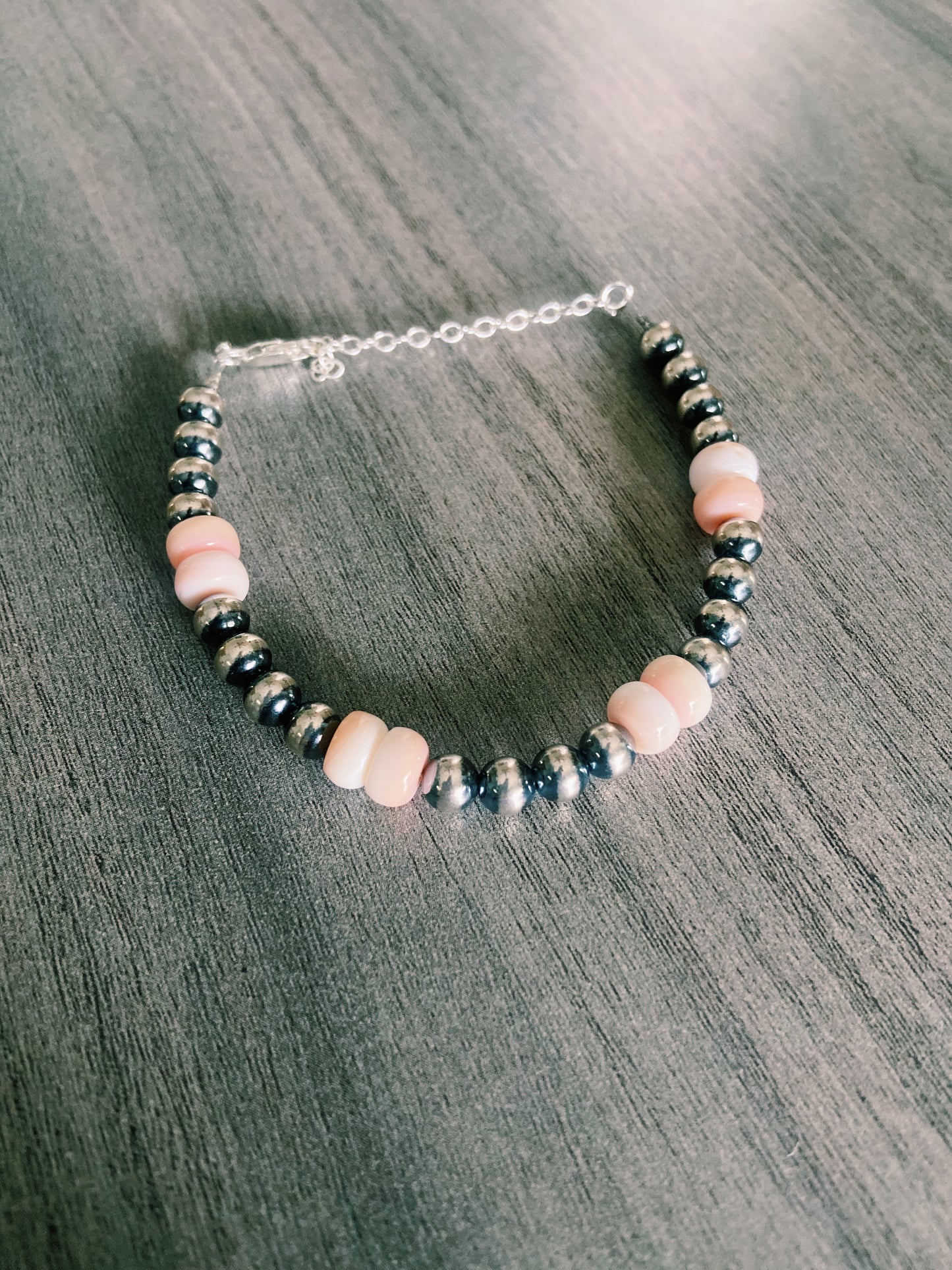 Real Navajo Pearl & Pink Conch Bracelet