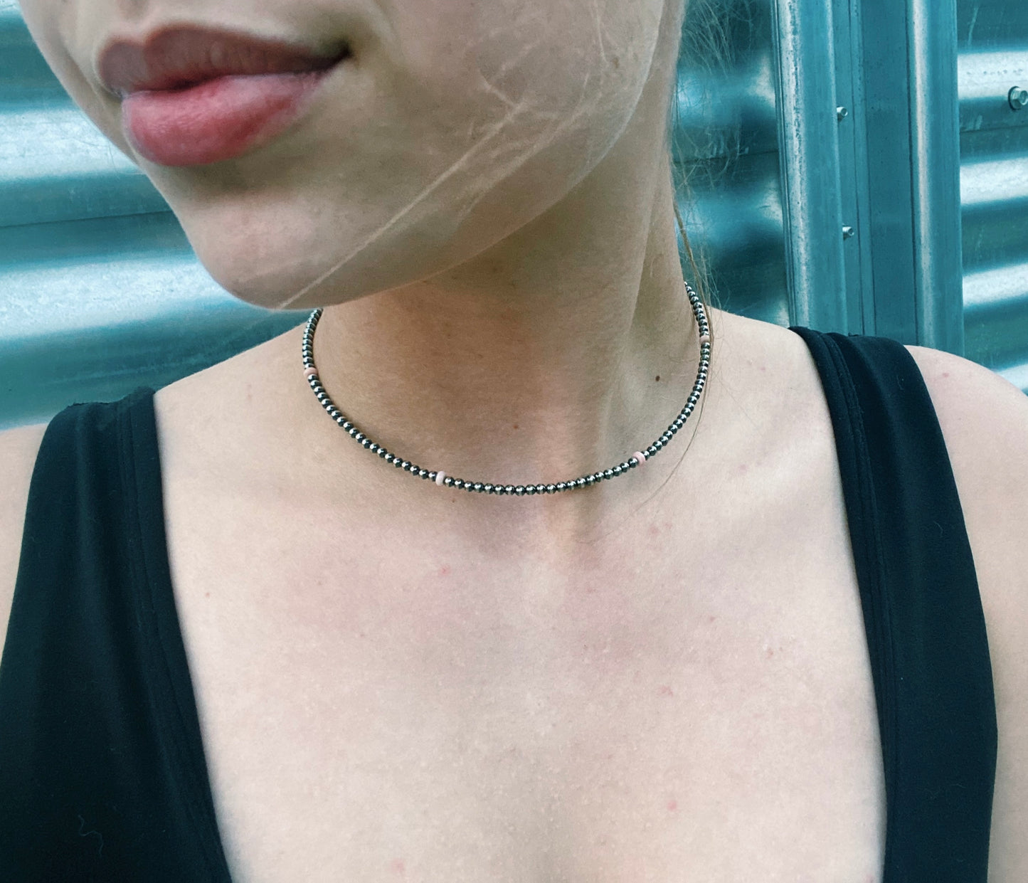 Navajo Pearl & Pink Conch Choker