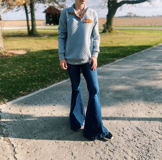 Grey Quilted Pullover